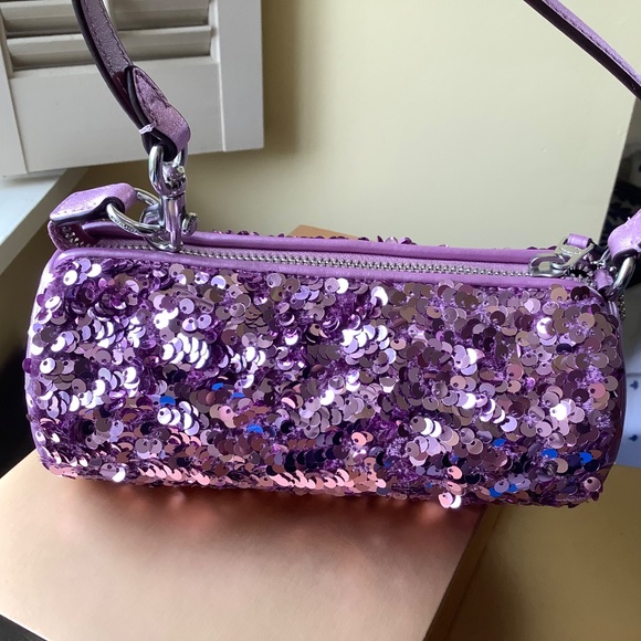 Coach Nolita Sequence Leather Barrel Small Bag Silver/ Lilac - Picture 6 of 16